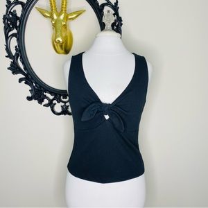 Others Follow Black Center Tie Sleeveless Top